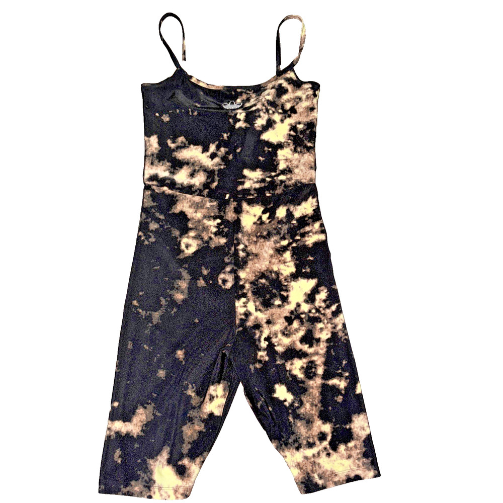 ADIDAS Originals Women's Black Brown Acid Wash Tie Dye jumpsuit US size 8 #4391